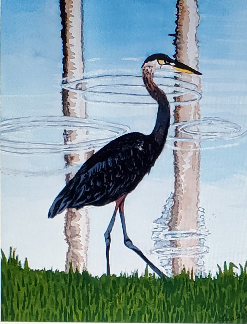 Brown Heron Giclee Print of a Watercolor Painting