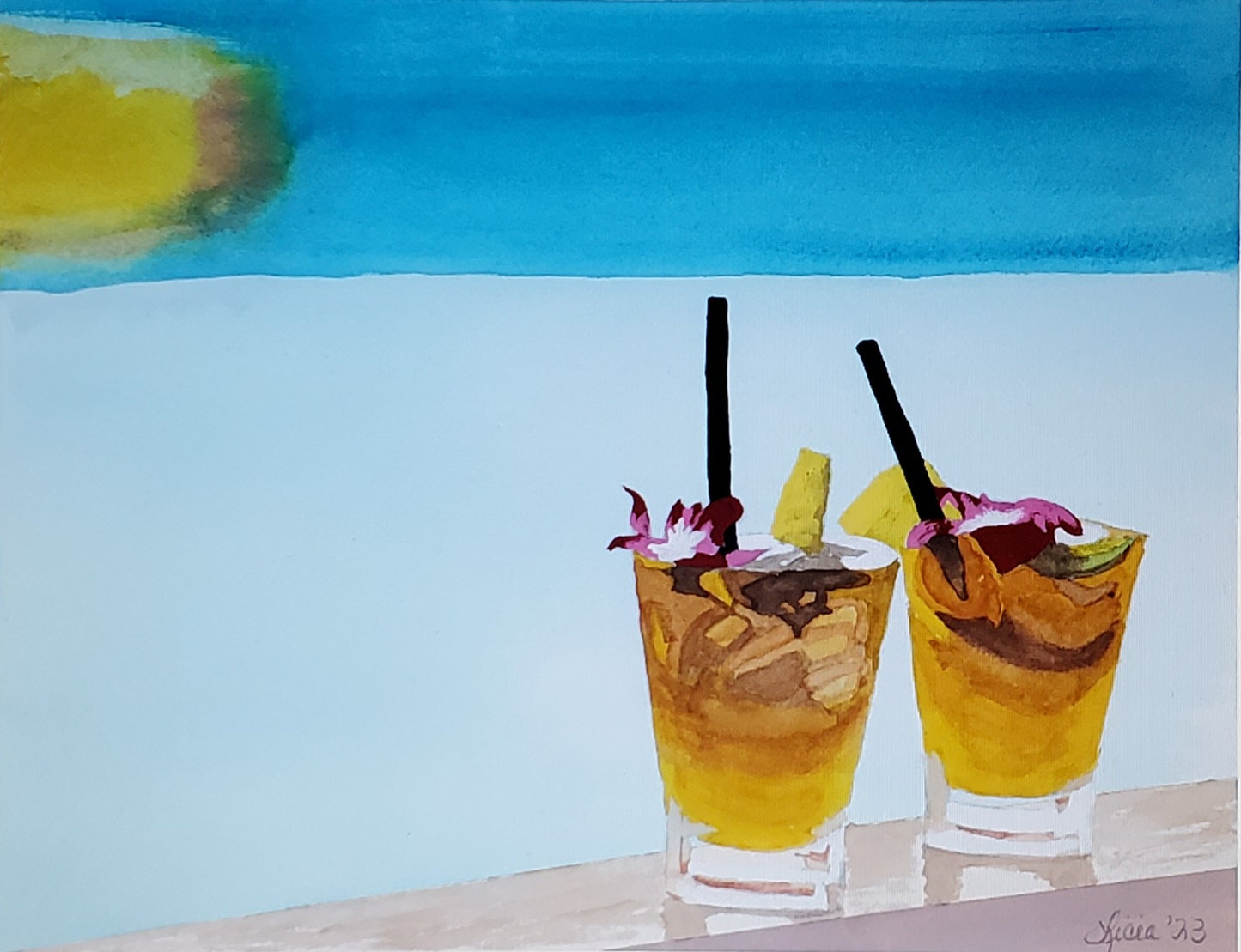 Cocktails Giclee Print of a Watercolor Painting