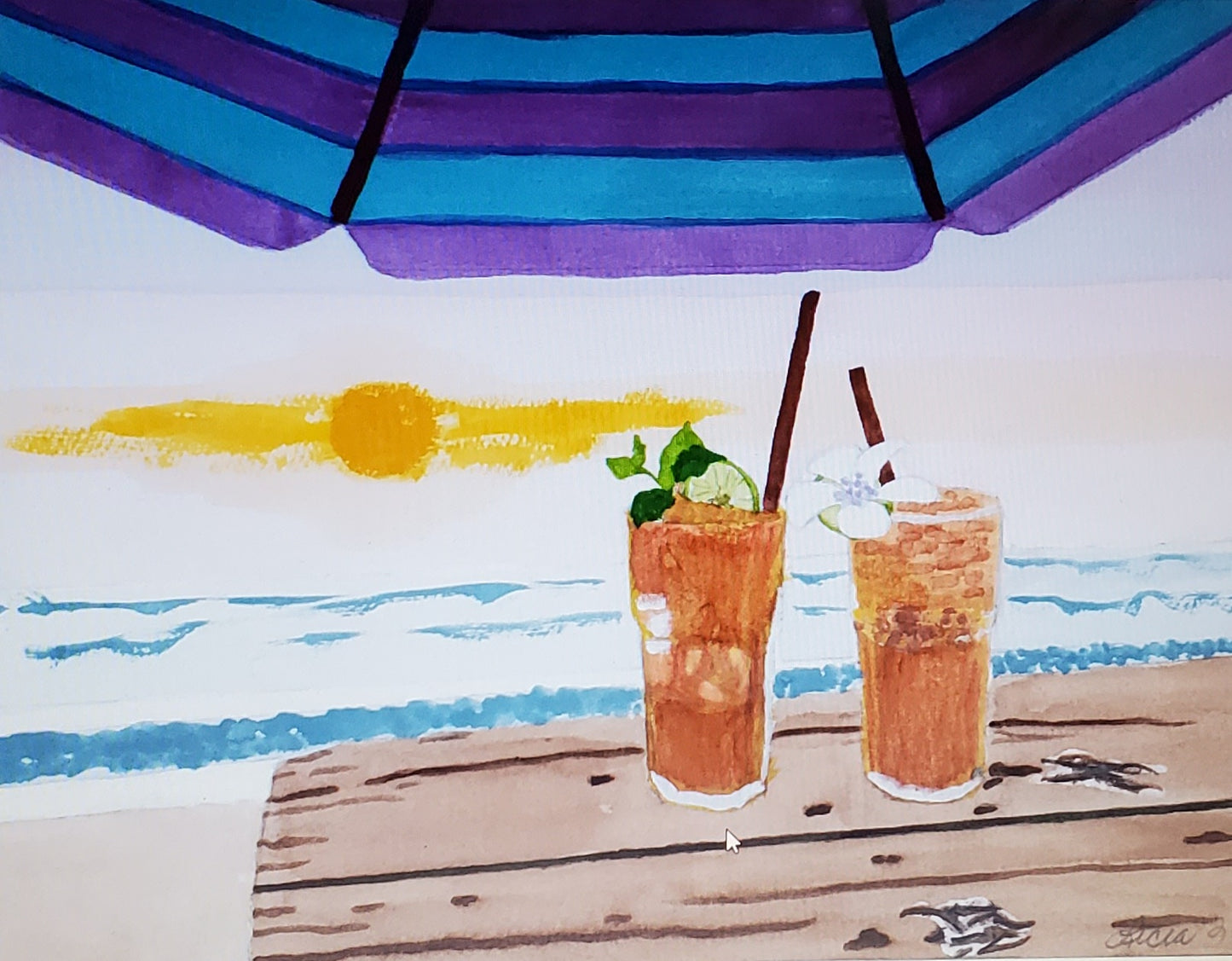 Iced Tea Giclee Print of a Watercolor Painting