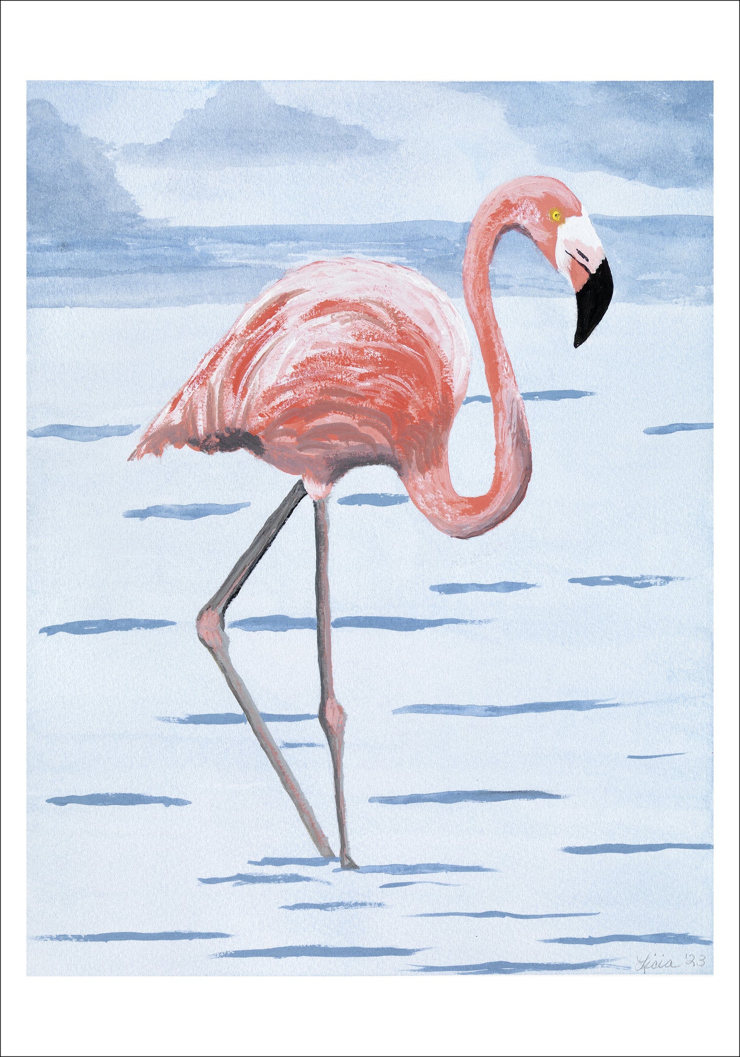 Flamingo Giclee Print of a Watercolor Painting