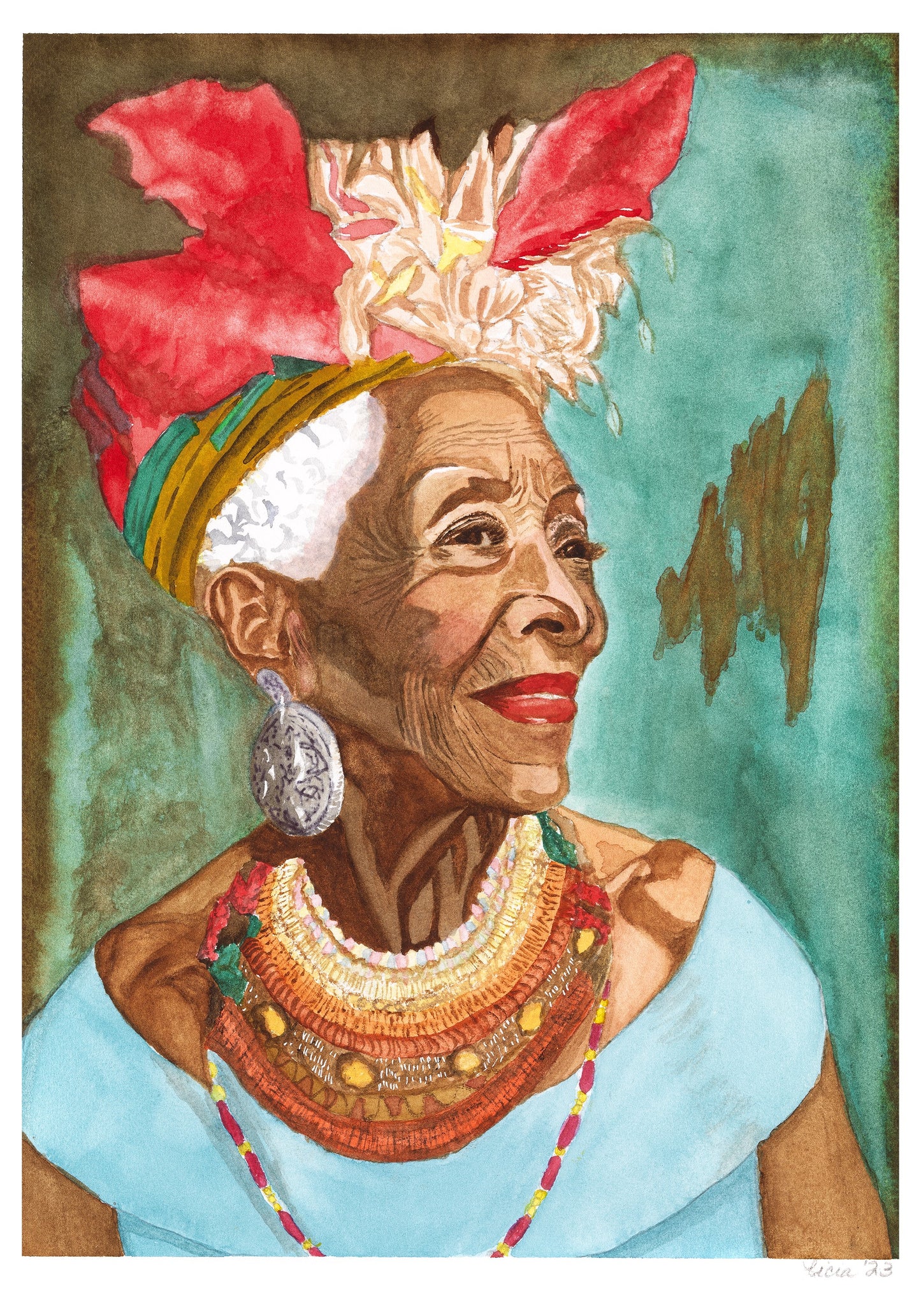 African Woman Giclee Print of a Watercolor Painting