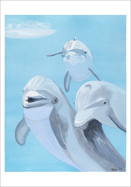 Dolphins Giclee Print of a Watercolor Painting