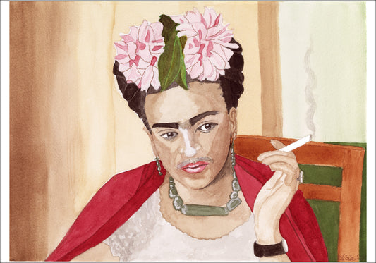 Frida Kahlo Giclee Print of a Watercolor Painting